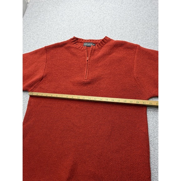 Fisherman Out of Ireland Mens XL Wool Quarter Zip Sweater Red Knit Pullover - Picture 5 of 14